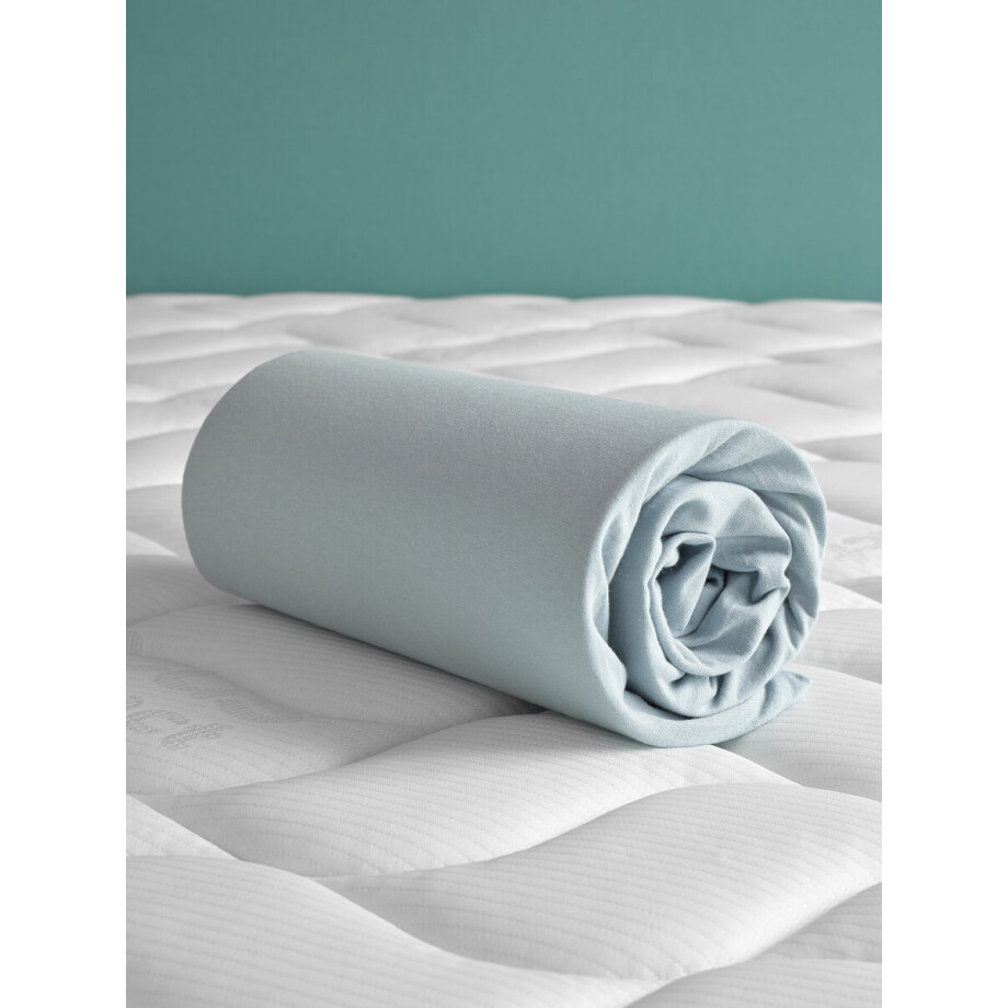 De Witte Lietaer Hoeslaken - Case Ice Blue - Tweepersoons - 160 x 200/220-h40 - Katoen Jersey afbeelding 1