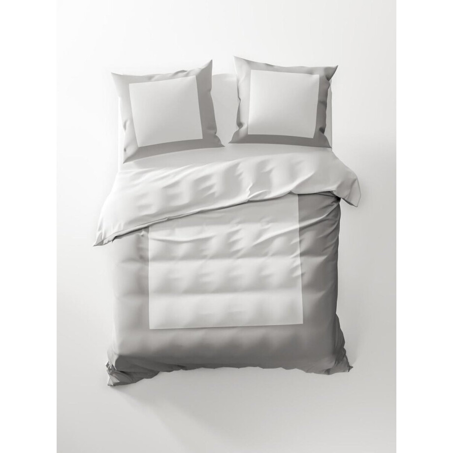 HNL Lina Dekbedovertrek - Eenpersoons - 140x200/220 cm - White/Silver Grey HNL Lina Dekbedovertrek - Eenpersoons - 140x200/220 cm - White/Silver Grey afbeelding 1