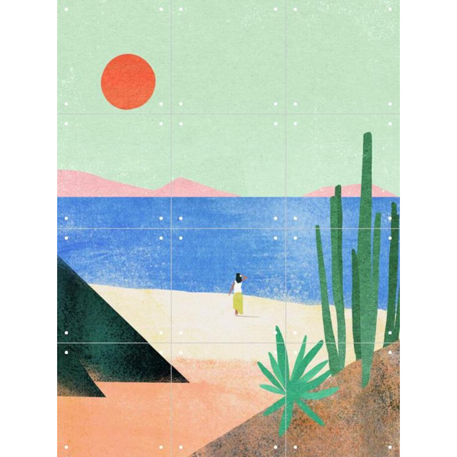 IXXI Beach Girl II, Henry Rivers - 60 x 80 cm - Gratis ophangtool - Grote wanddecoratie en posters - Minimalistisch, Illustraties, Kleurrijk afbeelding 1