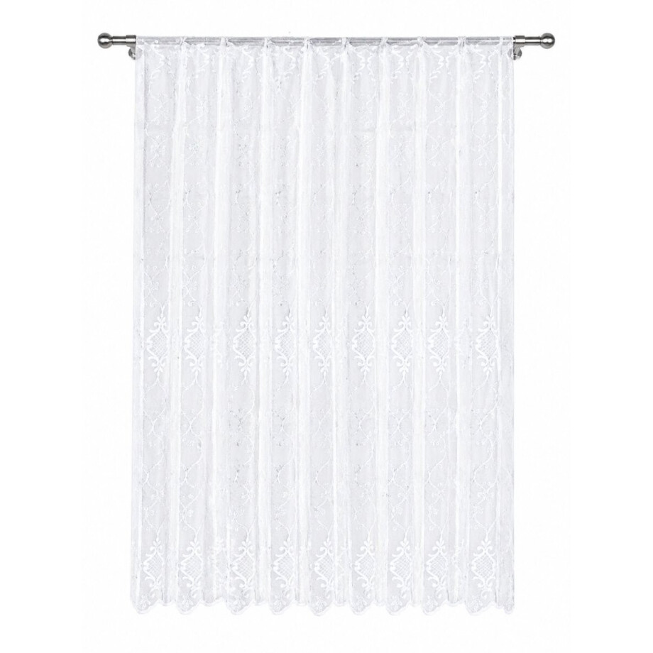 Vitrage Gordijn 250x500 cm - Kant en Klaar - Transparant Wit - Luxe Kant Design - Lichtdoorlatend Raamgordijn - Woonkamer Slaapkamer - 100% Polyester - Raamdecoratie - Glasgordijn - Moderne Gordijnen - Privacy en Sfeer - Gordijn met Patroon afbeelding 1