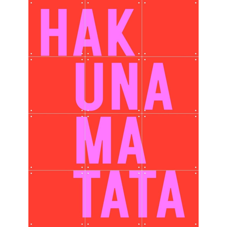 IXXI Hakuna Matata - Red Pink, Ohkimiko & Various - 60 x 80 cm - Gratis ophangtool - Grote wanddecoratie en posters - Typografie, Grafisch Ontwerp afbeelding 1