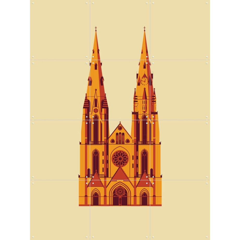 IXXI Sint Catharinakerk, Nieki van Diepen & Kunst in Kaart - 60 x 80 cm - Gratis ophangtool - Grote wanddecoratie en posters Gang, Studeerkamer afbeelding 1