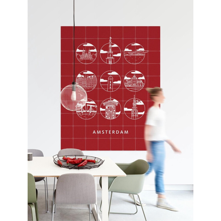 IXXI Amsterdam Icons - Mono, Art Studio Jet & Kunst in Kaart - 80 x 100 cm - Gratis ophangtool - Grote wanddecoratie en posters - Illustraties, Line afbeelding 1