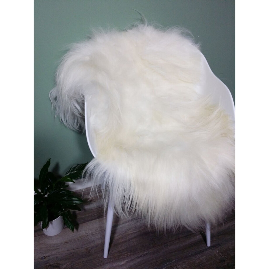 Schapenvacht IJslands Wit M (100cm) - 100% ECHT - Schapenvacht Wol Vloerkleed afbeelding 1
