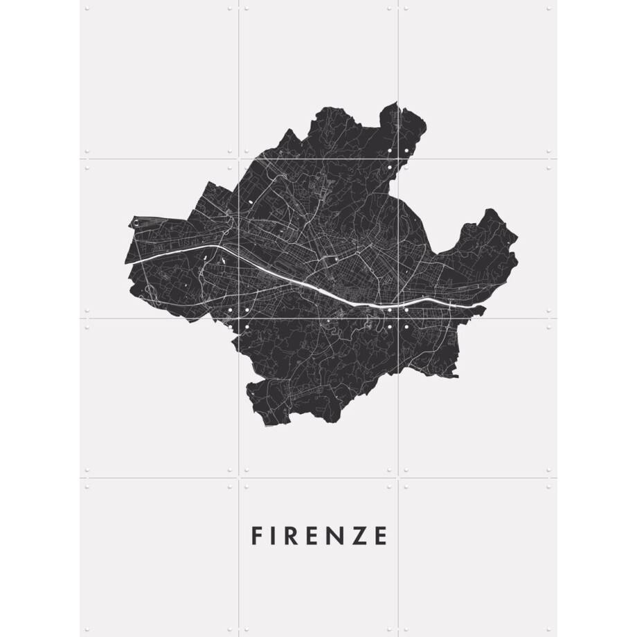 IXXI Firenze City Map, Kunst in Kaart - 60 x 80 cm - Gratis ophangtool - Grote wanddecoratie en posters - Minimalisme, Digitale Kunst, Technische afbeelding 1