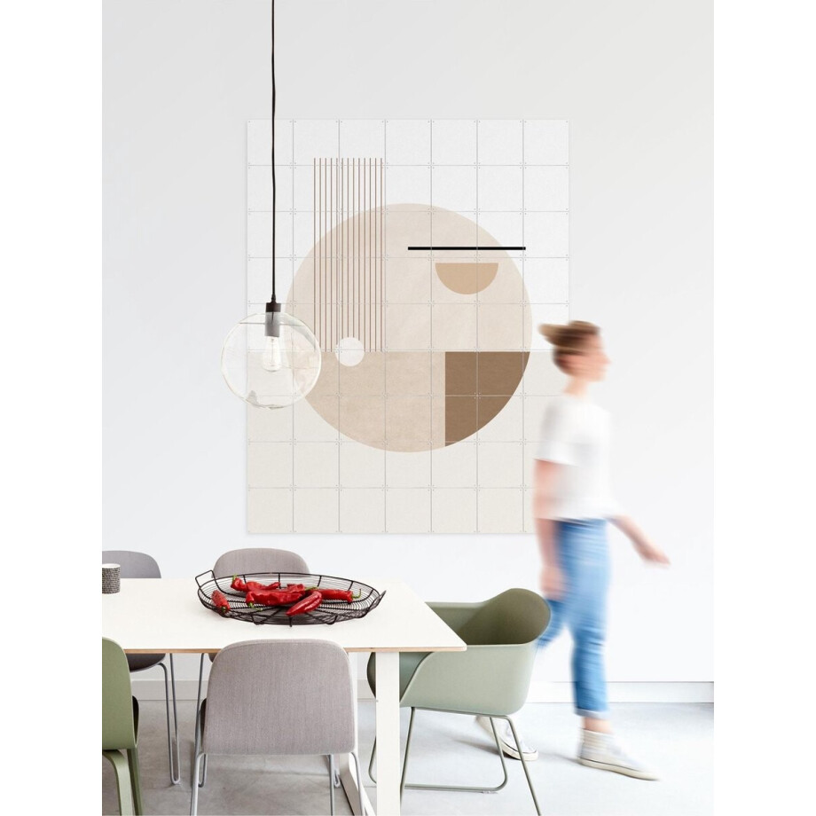 IXXI Neutral Semicircles Poster No.2, Elena Ristova & Various - 100 x 140 cm - Gratis ophangtool - Grote wanddecoratie en posters - Abstract, Line afbeelding 1
