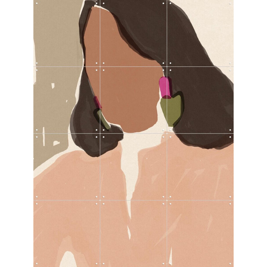 IXXI Bold Earrings, Sacrée Frangine - 60 x 80 cm - Gratis ophangtool - Grote wanddecoratie en posters - Illustraties, Minimalistisch, Slaapkamer afbeelding 1