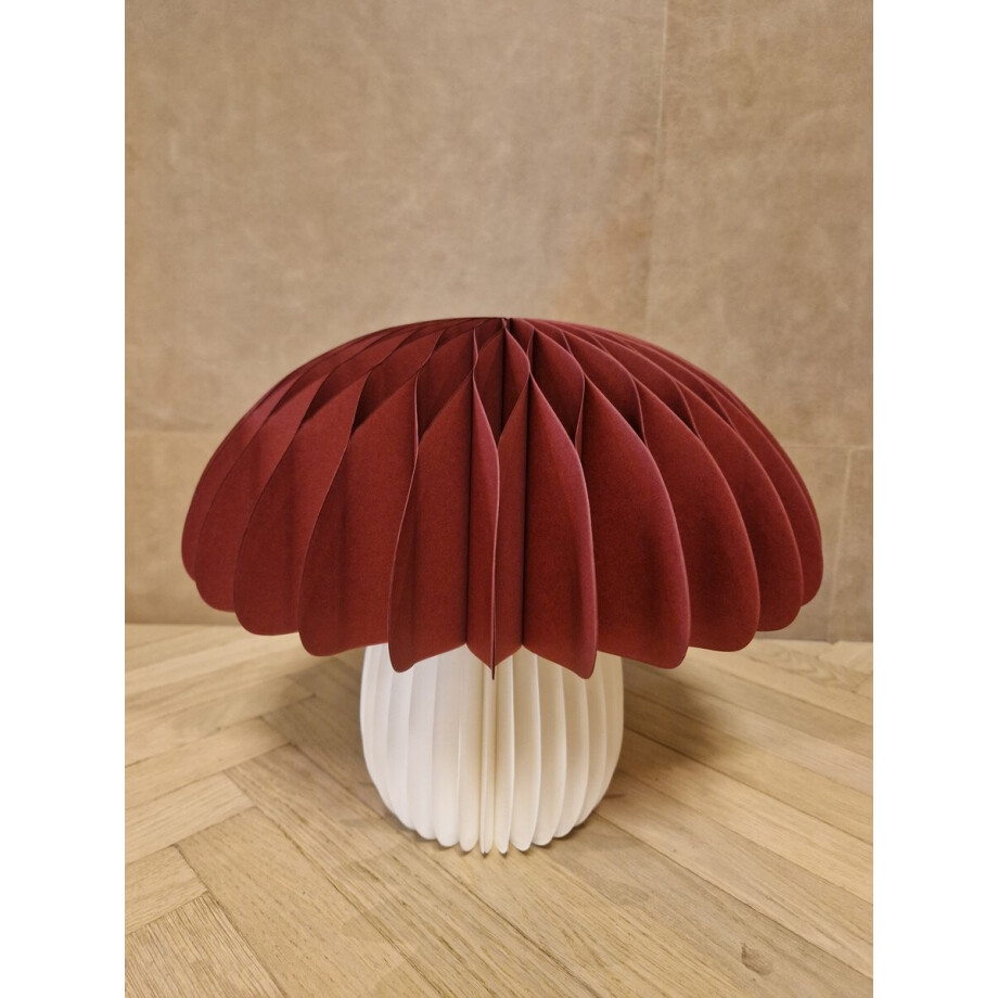 Decoratieve papieren paddenstoel met magneet - wit/rood 30x30cm Decoratieve papieren paddenstoel met magneet - wit/rood 30x30cm afbeelding 1