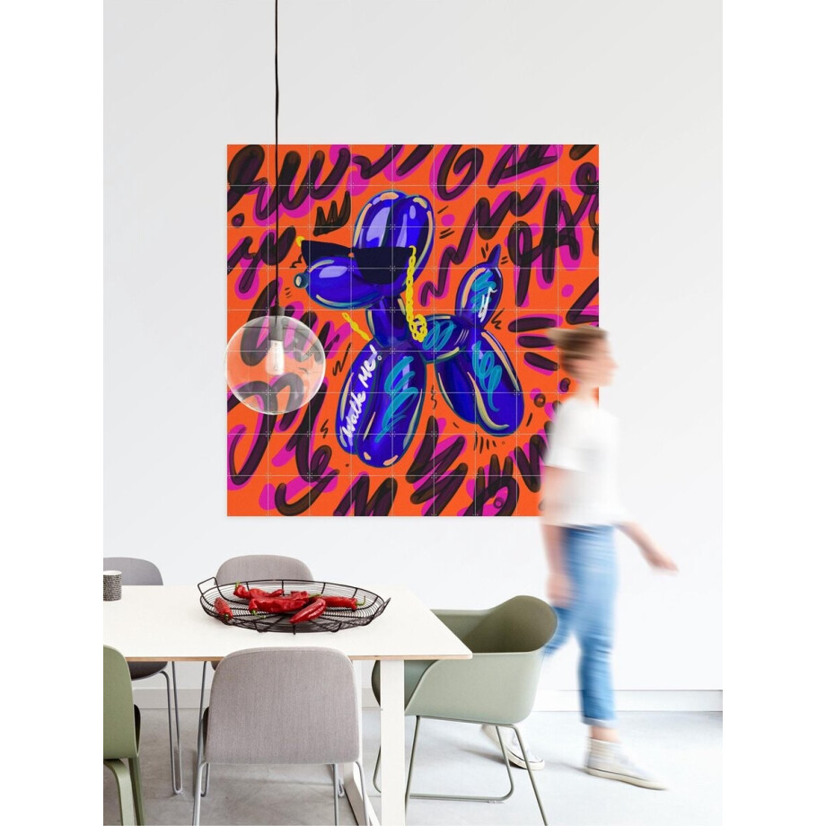 IXXI Balloon Dog - Orange, Pop-art by Tadej - 80 x 80 cm - Gratis ophangtool - Grote wanddecoratie en posters - Speels, Illustraties, Fantasierijk afbeelding 1