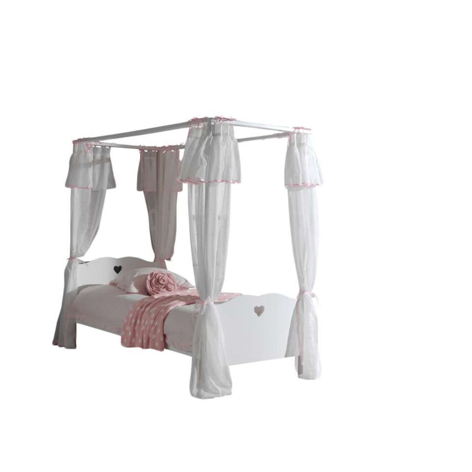 Leen Bakker - Vipack Hemelbed Amori Met Textiel - 90x200 Cm - MDF/Grenenhout - Wit afbeelding 1