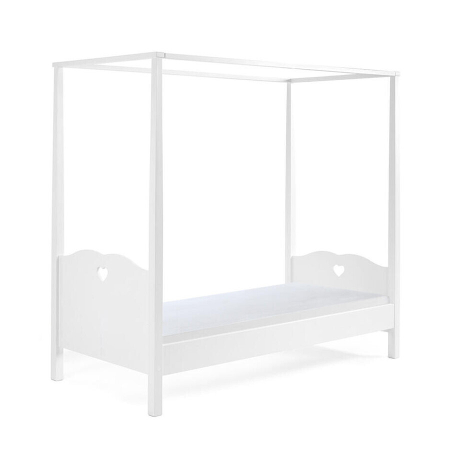 Leen Bakker - Vipack Hemelbed Amori Met Nachtkastje - MDF - Wit afbeelding 1