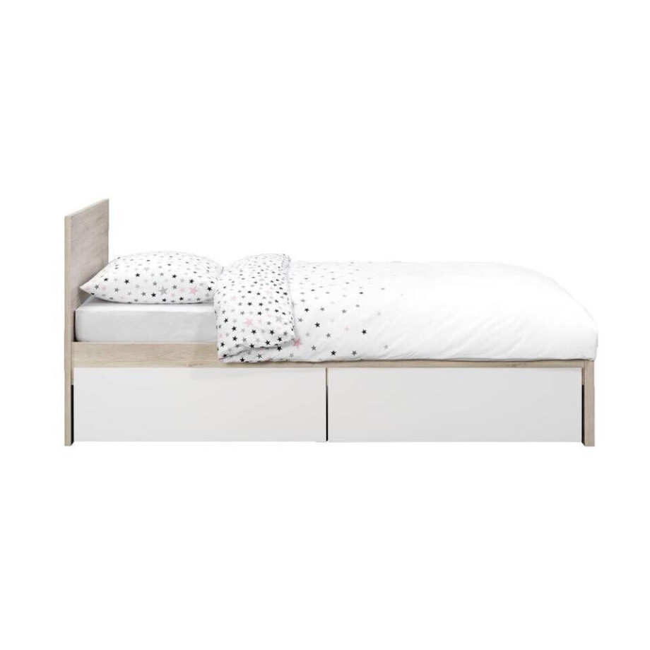 Leen Bakker - Bed Tempo Incl. Ladenset - Eikenkleur - 90x200 Cm - Spaanplaat - Bruin afbeelding 1