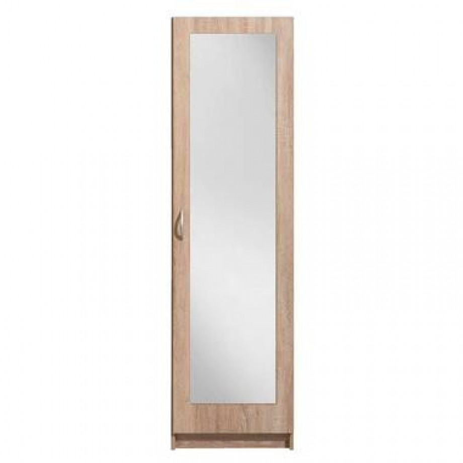 Kledingkast Varia 1-deurs inclusief spiegel - licht eiken - 175x49x50 cm - Leen Bakker afbeelding 1