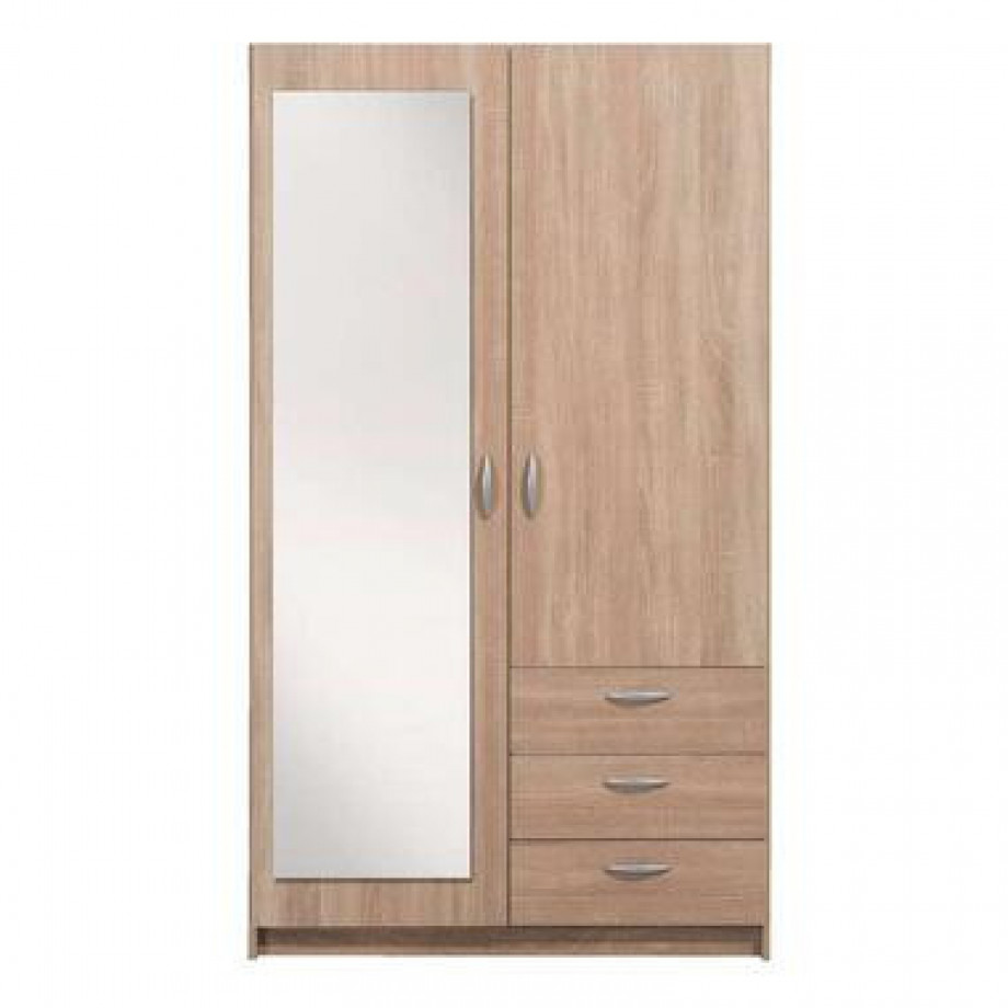 Kledingkast Varia 2-deurs inclusief spiegel - licht eiken - 175x97x50 cm - Leen Bakker afbeelding 1