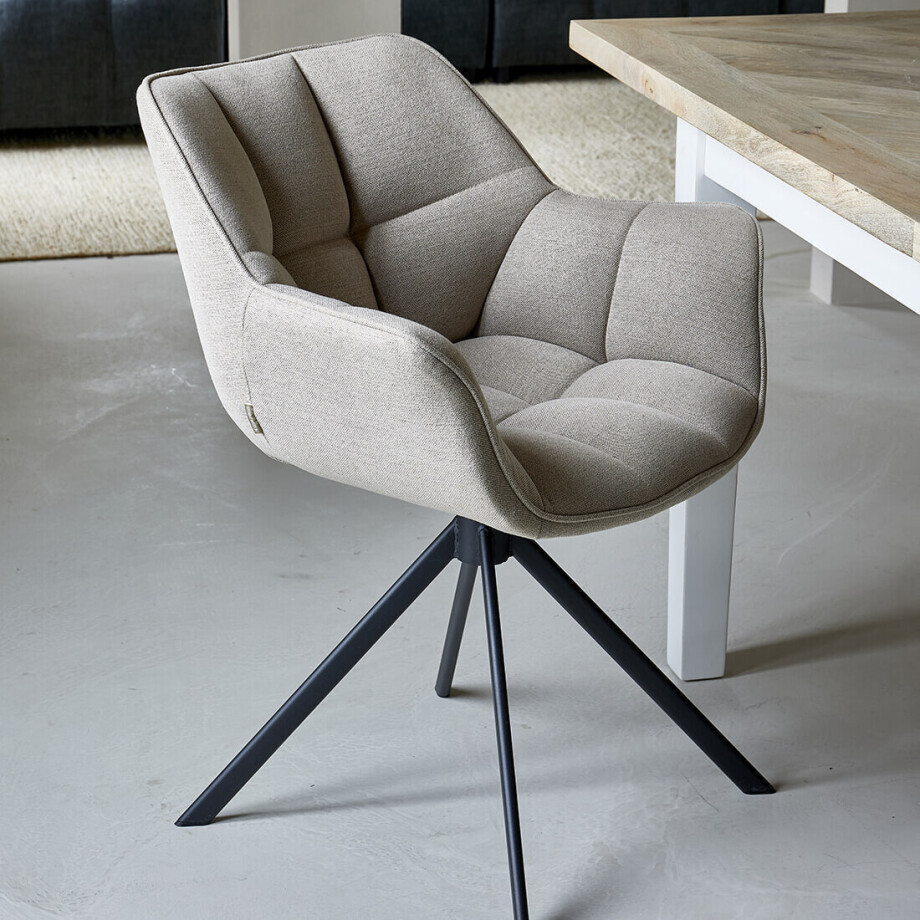 Rivièra Maison Draaibare Eetkamerstoel 'Carnaby' kleur Light Flax afbeelding 1