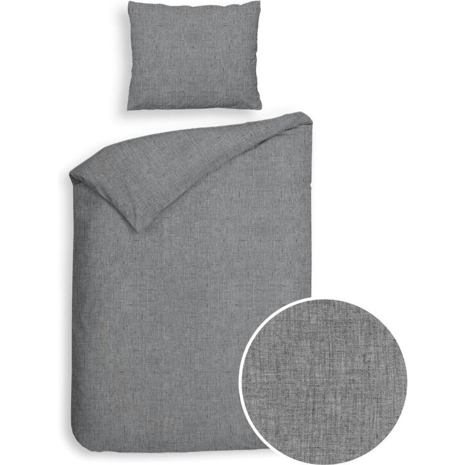 Heckett & Lane Franela - Flanel - Dekbedovertrek - Eenpersoons - 140x200/220 cm - Dark Grey afbeelding 1