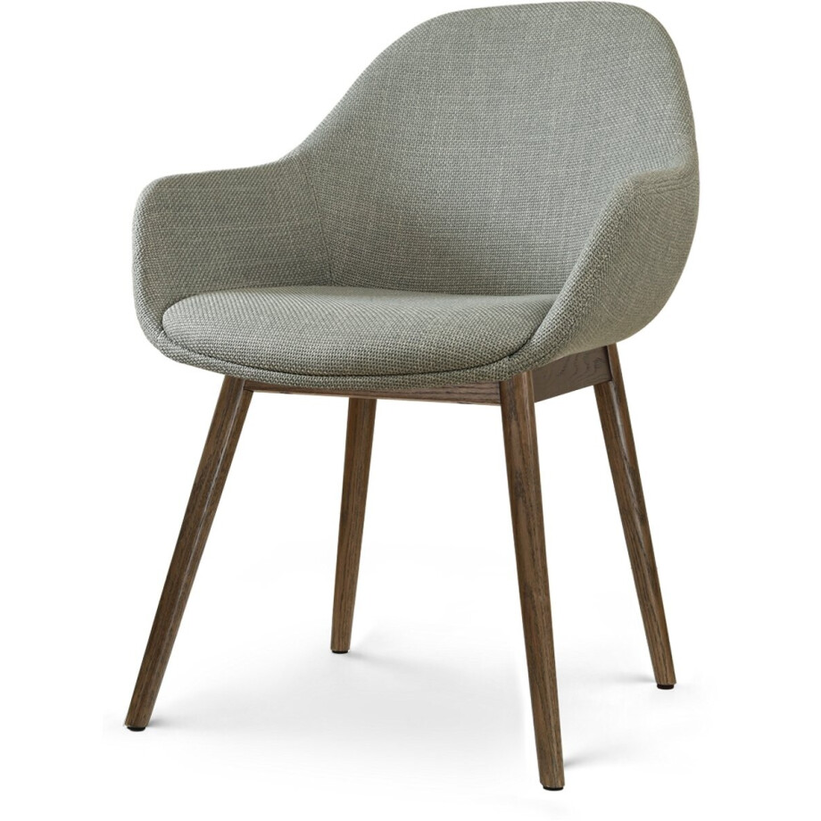 Nolon Nio-Mae Eetkamerstoel saliegroen - walnoot houten onderstel - scandinavisch - comfortabel - stoffen zitting afbeelding 1