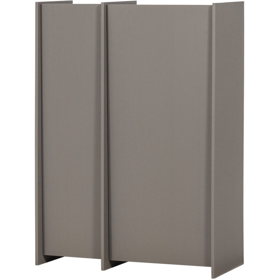 WOOOD Brock 2-Deurs Kast - Essen Fineer - Warmgrijs - 140x102x44 afbeelding 1