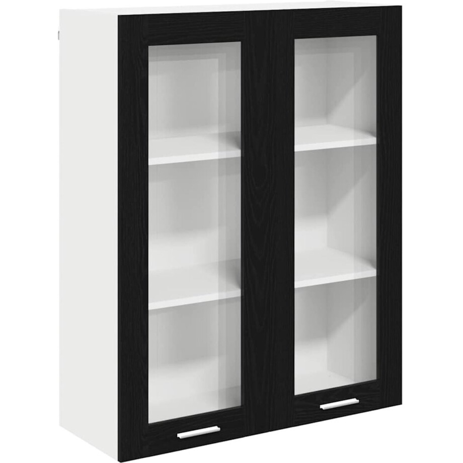 vidaXL - Hangkast - met - opslag - Zwart - Eiken - 80 - x - 31 - x - 100 - cm - Bewerkt - hout afbeelding 1