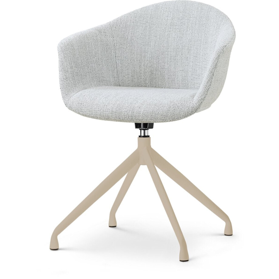 Nolon Nola-Otis Draaibare Eetkamerstoel Grijs Melange - Beige Onderstel - Modern - Armleuning - Stoffen Nolon Nola-Otis Draaibare Eetkamerstoel Grijs Melange - Beige Onderstel - Modern - Armleuning - Stoffen afbeelding 1