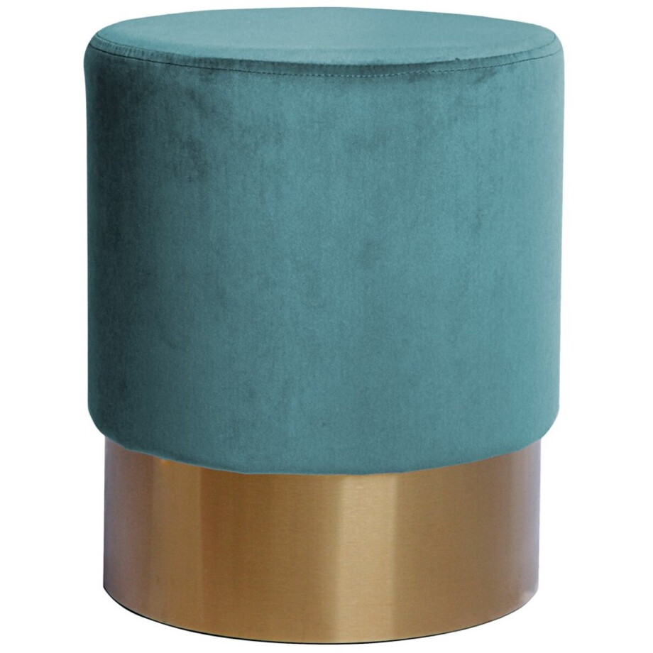 Padiro gestoffeerde kruk - Ø 35 x 42 cm - Lichtpetrol - Polyester, Fluweel, Grenenhout, MDF afbeelding 1