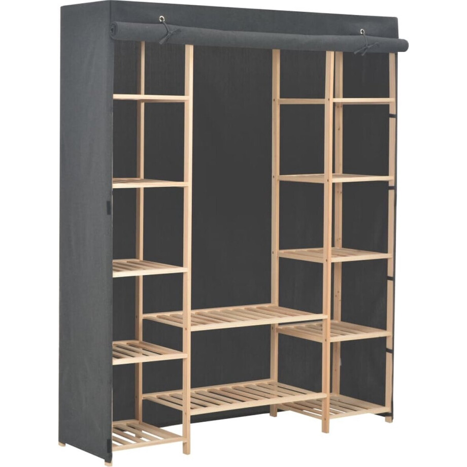 vidaXL Garderobe - Kledingkast - Kledingkast 135x40x170 cm stof grijs - Opslagruimte - Kledingorganisatie - Kamerinrichting afbeelding 1