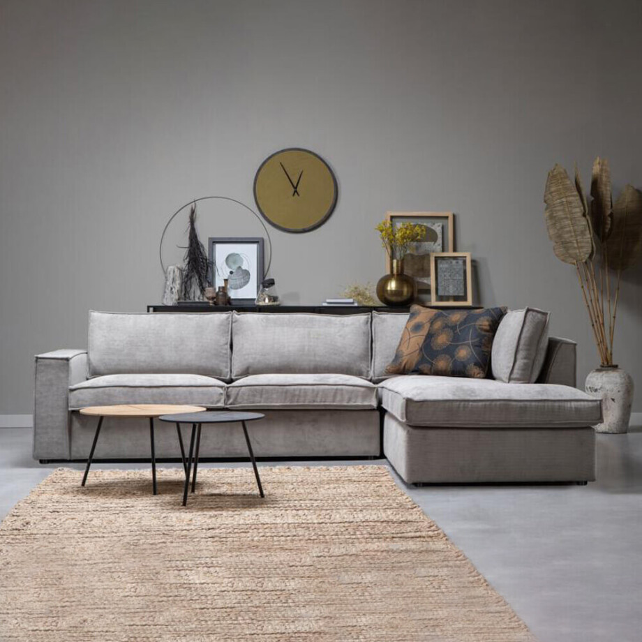 WOOOD Hoekbank 'Thomas' Rechts, kleur Groengrijs WOOOD Hoekbank 'Thomas' Rechts, kleur Groengrijs afbeelding 1