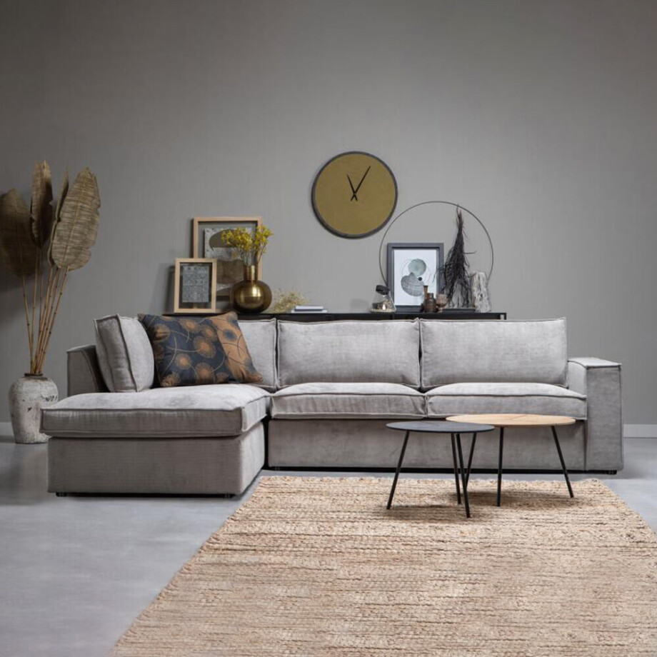 WOOOD Hoekbank 'Thomas' Links, kleur Groengrijs WOOOD Hoekbank 'Thomas' Links, kleur Groengrijs afbeelding 1