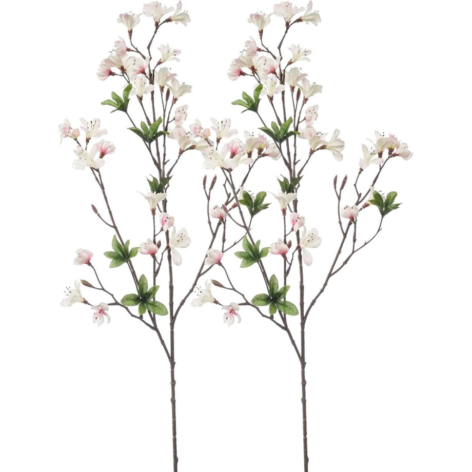 Emerald Kunstbloem Azalea bloesem - 2x - 90 cm - creme/roze - Kunst zijdebloemen afbeelding 1