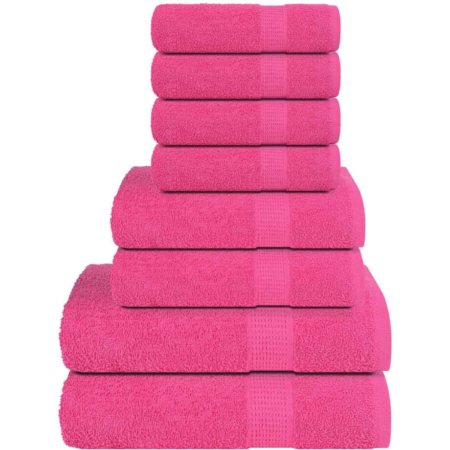vidaXL - 8-delige - Handdoekenset - FROGN - 360 - g/m² - roze afbeelding 1