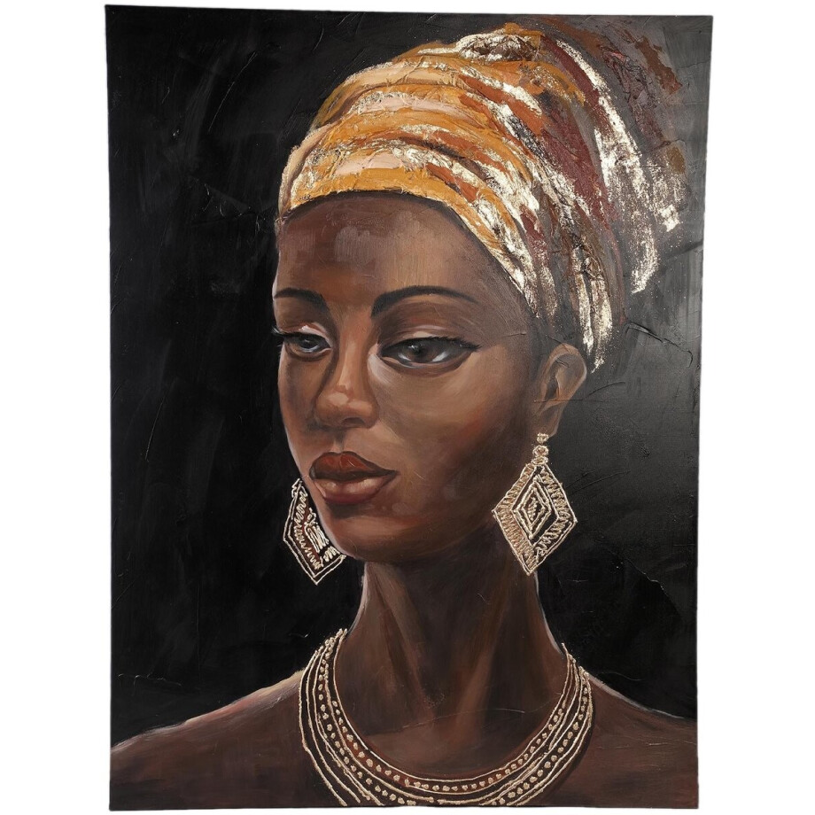 PTMD Wandpaneel Jeorgia Woman - 90x3x120 cm - Canvas - Goud afbeelding 1