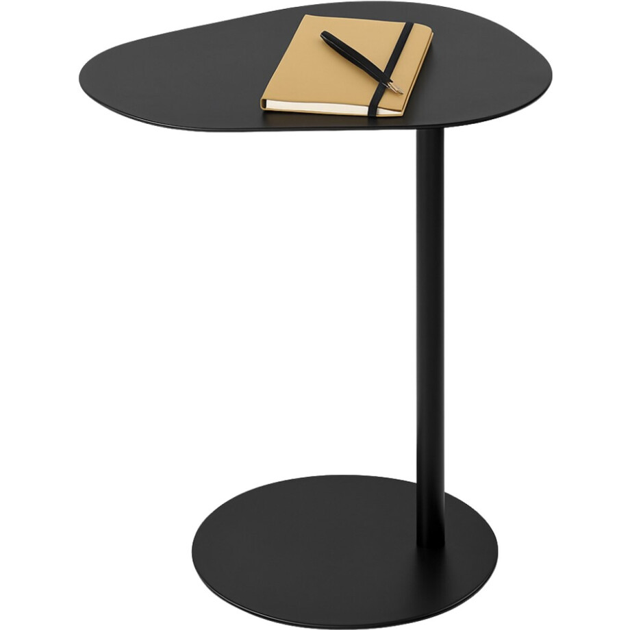 MISOU Bijzettafel - Banktafel - Organisch - Zwart - op Voet - Koffietafel - 35x53cm - Metaal - NOVA afbeelding 1