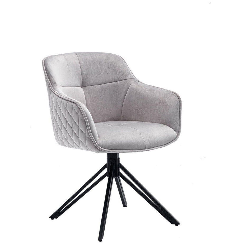 Armstoel Adele Lichtgrijs - Fluweel - Draaibaar - Zithoogte 49.5 cm - Zitdiepte 46.5 cm - Met armleuning Armstoel Adele Lichtgrijs - Fluweel - Draaibaar - Zithoogte 49.5 cm - Zitdiepte 46.5 cm - Met armleuning afbeelding 1