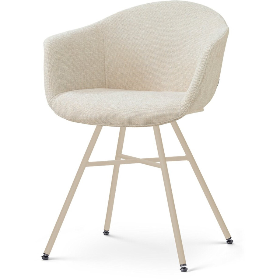 Nolon Noa-Otis Eetkamerstoel Cottonbeige - Beige Onderstel - Japandi - Armleuning - Comfortabel - Stoffen afbeelding 1
