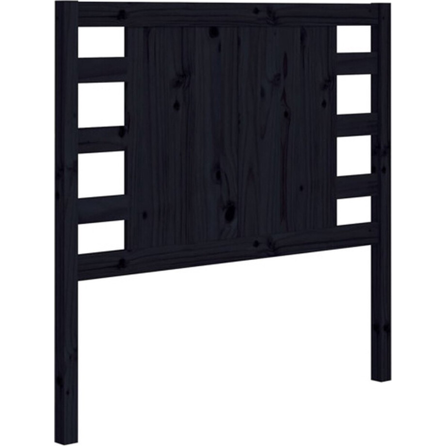 vidaXL - Hoofdbord - 96x4x100 - cm - massief - grenenhout - zwart afbeelding 1