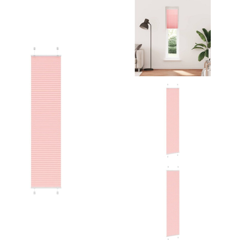vidaXL Plisségordijn - Geplooide Jaloezieën - Geplooide Zonwering - Plisse Blind - Plissé rolgordijn 50x200 cm stofbreedte 49,4 cm polyester roze afbeelding 1