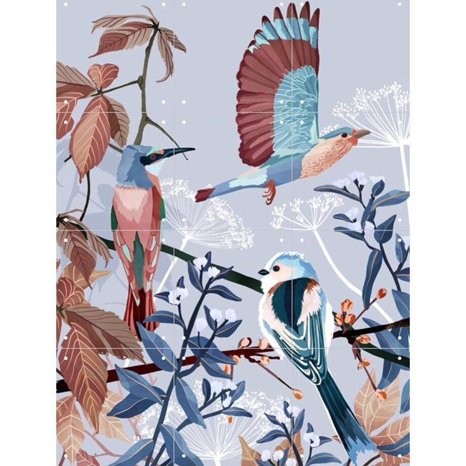 IXXI Birds of Winter, Goed Blauw - 60 x 80 cm - Gratis ophangtool - Grote wanddecoratie en posters - Illustraties, Botanisch, Natuur, Vogels IXXI Birds of Winter, Goed Blauw - 60 x 80 cm - Gratis ophangtool - Grote wanddecoratie en posters - Illustraties, Botanisch, Natuur, Vogels afbeelding 1