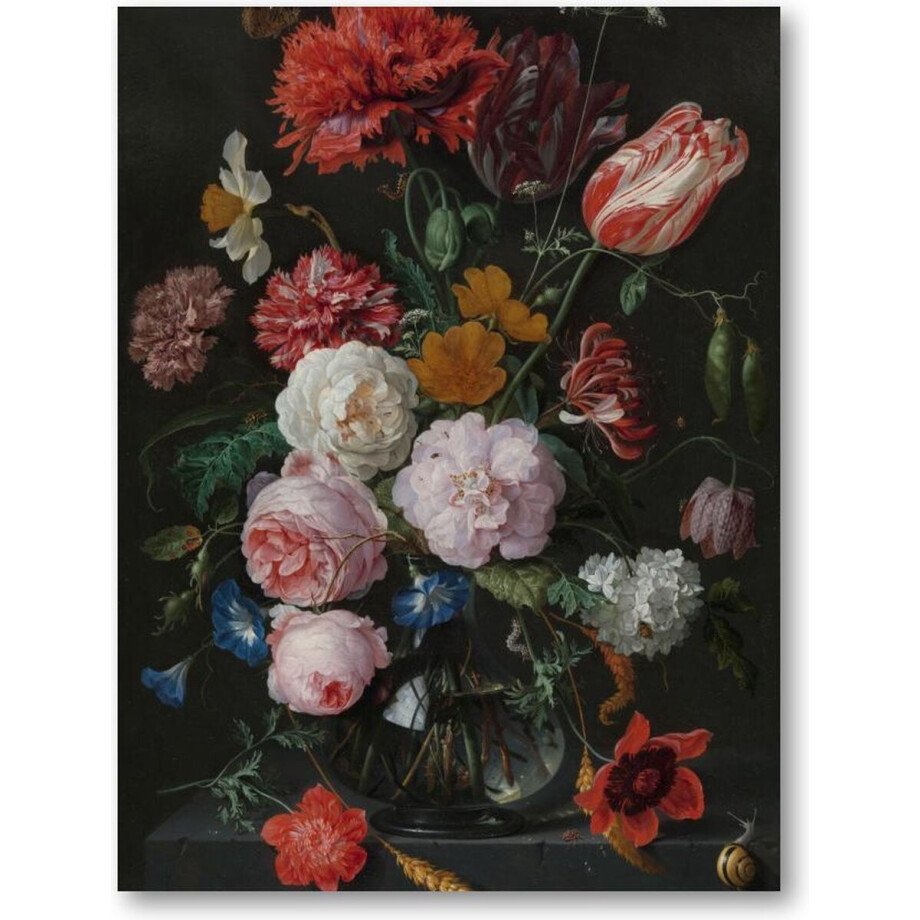 Stilleven met bloemen in een glazen vaas - 60x90 Dibond voor Binnen én Buiten - Jan Davidsz - Meesterwerken - Bloemen Stilleven met bloemen in een glazen vaas - 60x90 Dibond voor Binnen én Buiten - Jan Davidsz - Meesterwerken - Bloemen afbeelding 1