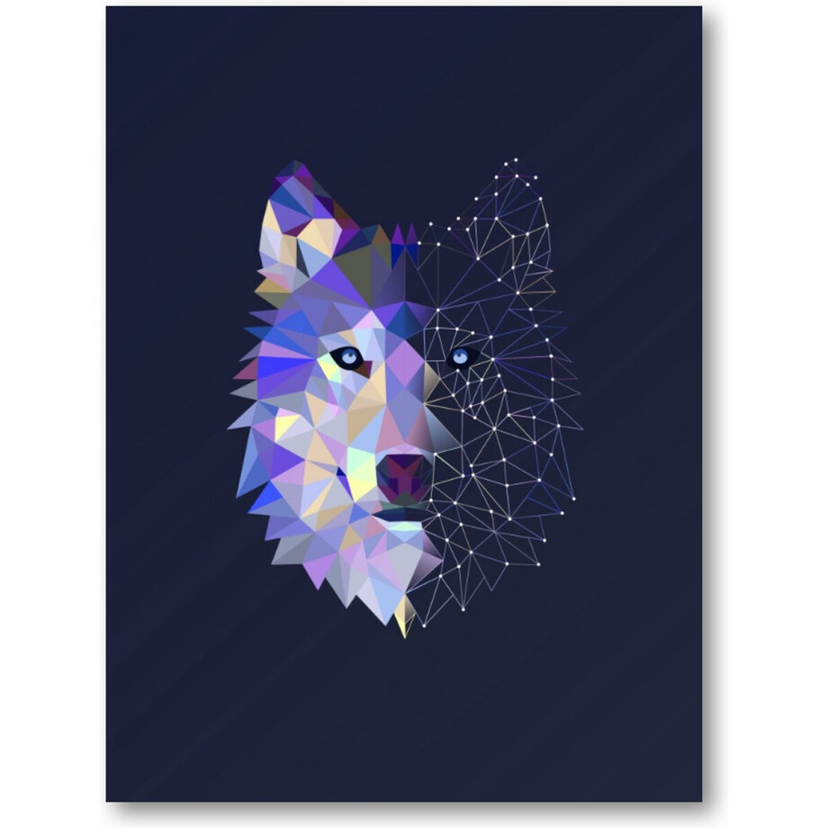 Abstracte Wolf - 30x40 Canvas Staand - Minimalist - Dieren afbeelding 1