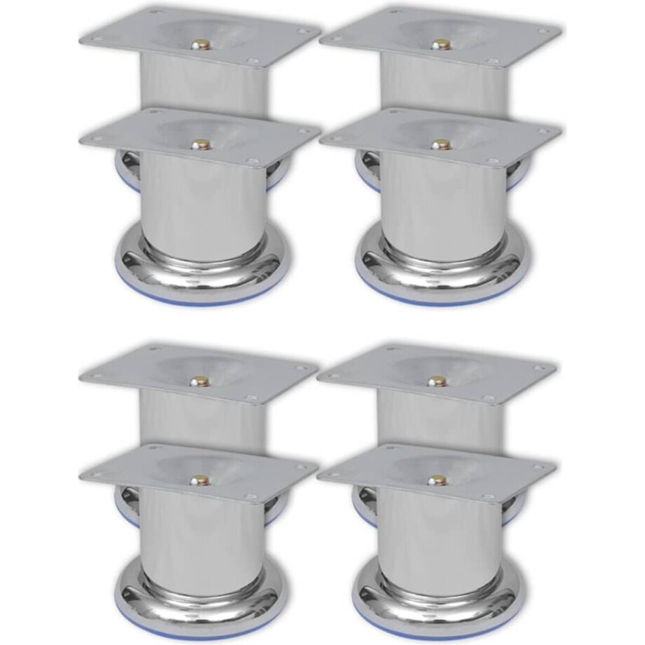vidaXL - Bankpoten - 8 - st - rond - 60 - mm - chroomkleurig vidaXL - Bankpoten - 8 - st - rond - 60 - mm - chroomkleurig afbeelding 1