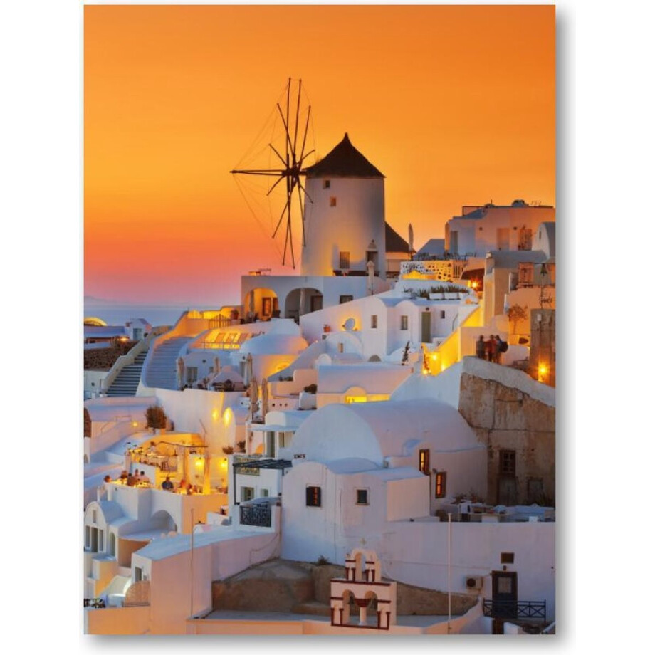 Oia bij zonsondergang, Santorini Griekenland - 30x40 Canvas Staand - Besteposter afbeelding 1