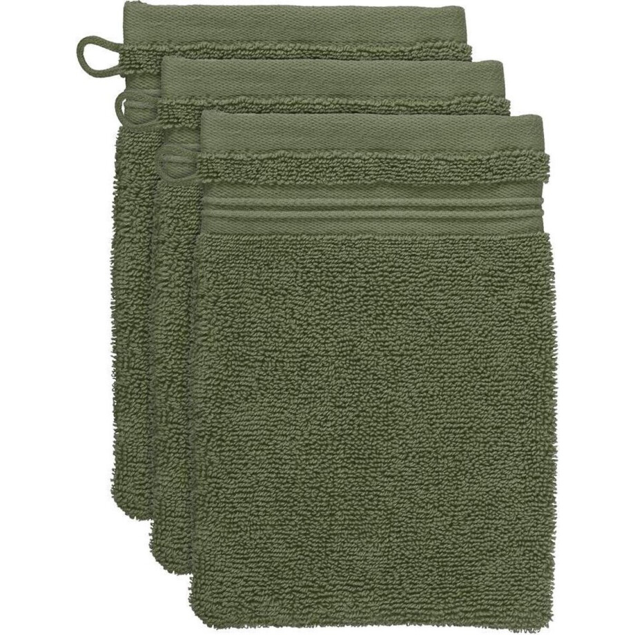 Beddinghouse Sheer set van 3 Washandjes - 16x22  cm - Olijfgroen afbeelding 1