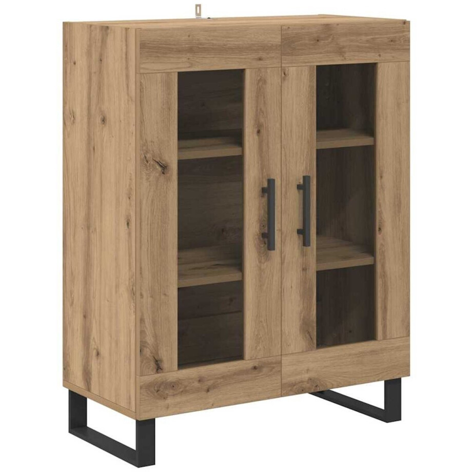 vidaXL - Dressoir - Artisan - Eiken - 69,5 - x - 34 - x - 90 - cm - Bewerkt - hout afbeelding 1