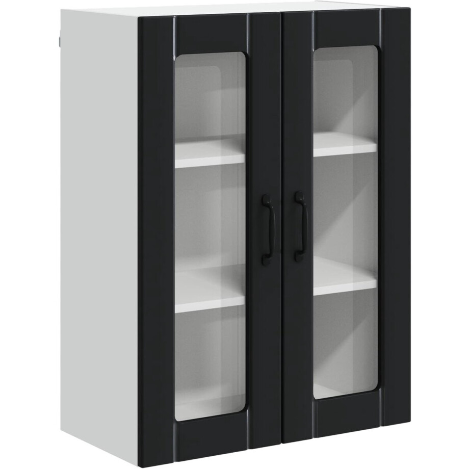 vidaXL - Wandglas - Kasten - LUCCA - Zwart - 60 - x - 31 - x - 80 - cm - Bewerkt - hout vidaXL - Wandglas - Kasten - LUCCA - Zwart - 60 - x - 31 - x - 80 - cm - Bewerkt - hout afbeelding 1