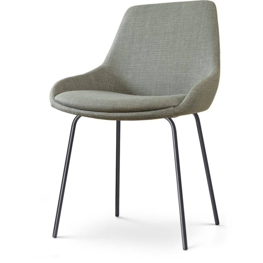 Nolon Nora-Isa Eetkamerstoel Saliegroen - Stof - Zwart Onderstel - Design - Scandinavisch - Comfortabel afbeelding 1