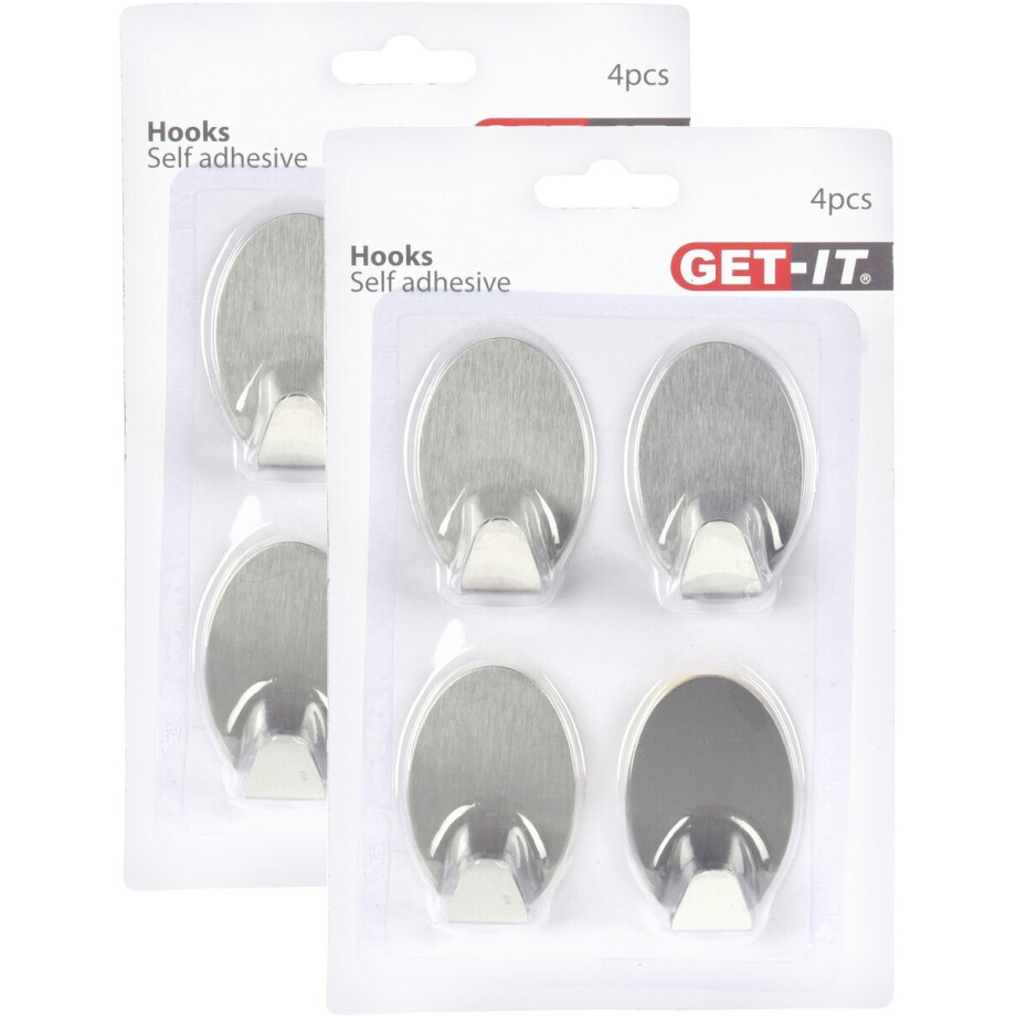 Excellent Houseware ophang haakjes - zelfklevend - 12x stuks - keuken - badkamer - rvs - D3.5 cm afbeelding 1