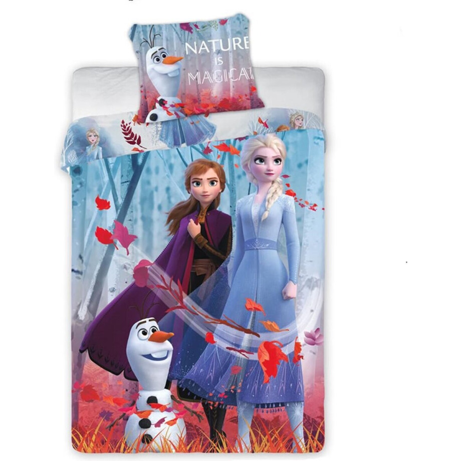Frozen dekbed - eenpersoons - Anna, Elsa en Olaf dekbedhoes - 140 x 200 cm. afbeelding 1