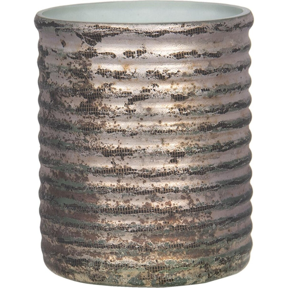 Clayre & Eef Theelichthouder Ø 8x9 cm Koperkleurig Glas Clayre & Eef Theelichthouder Ø 8x9 cm Koperkleurig Glas afbeelding 1