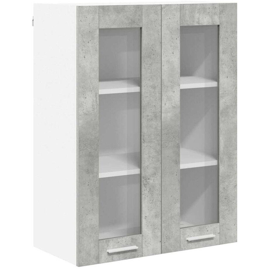 vidaXL - Hangkast - Riga - Beton - Grijs - 60 - x - 31 - x - 80 - cm - Bewerkt - hout afbeelding 1