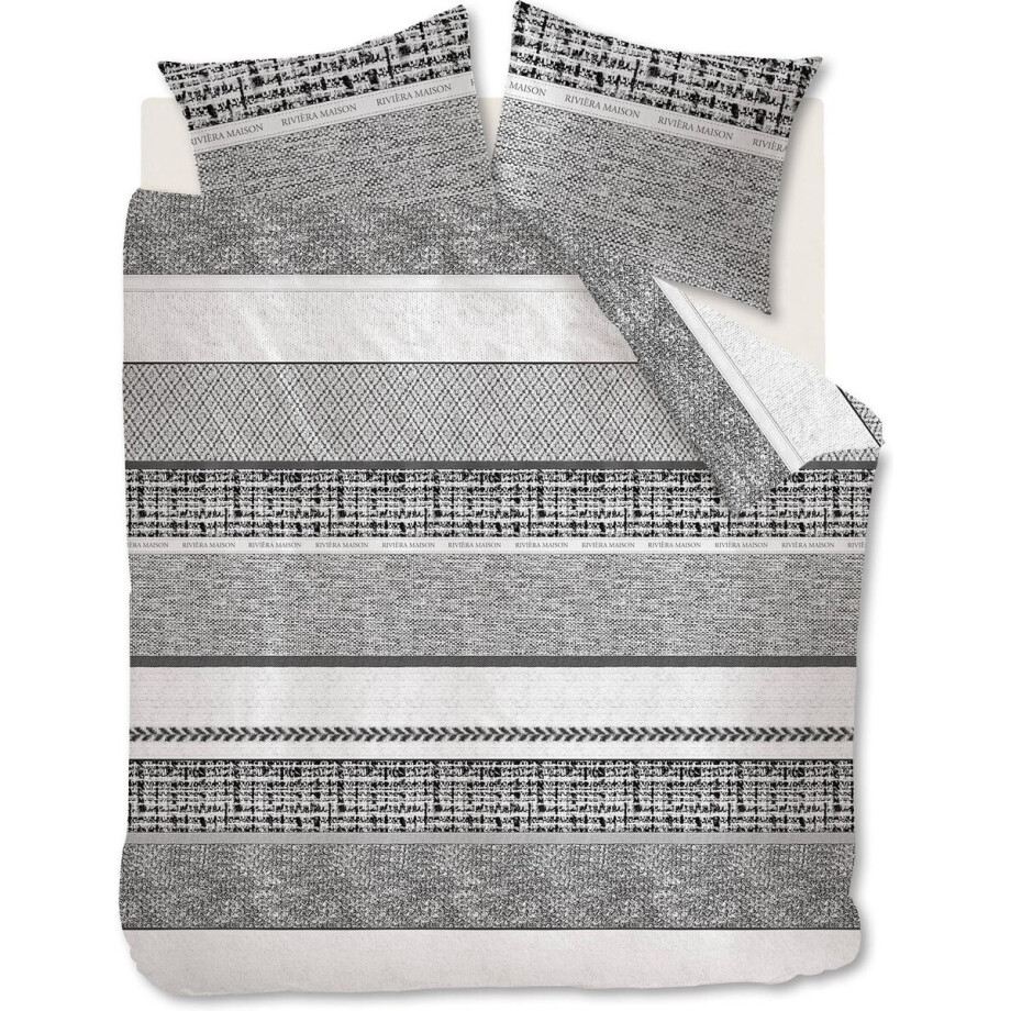 Riviera Maison Primrose Hill dekbedovertrek - Eenpersoons - 140x200/220 - Zwart afbeelding 1